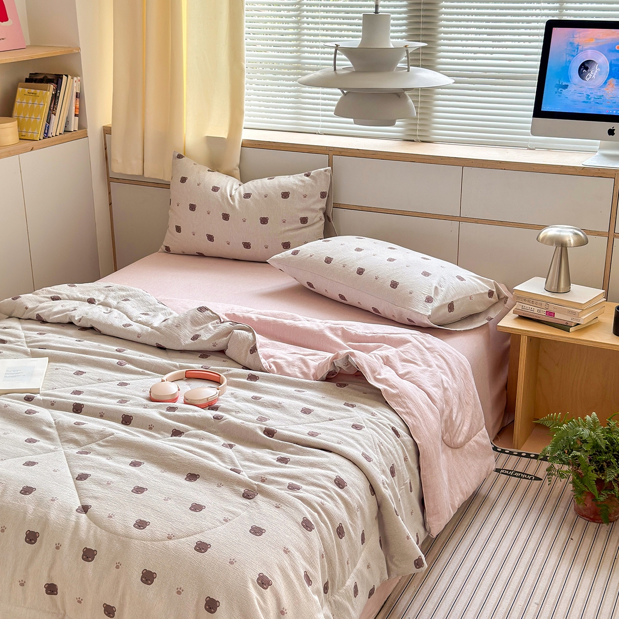 91家纺网 家纺一手货源 找家纺 老帅的工厂店 2026新款A类大豆色织提花夏被 熊印