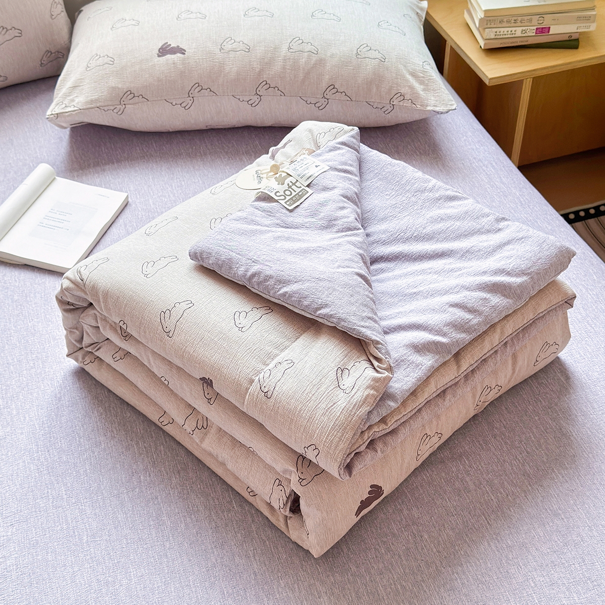 老帅的工厂店 2026新款A类大豆色织提花夏被 软萌云兔