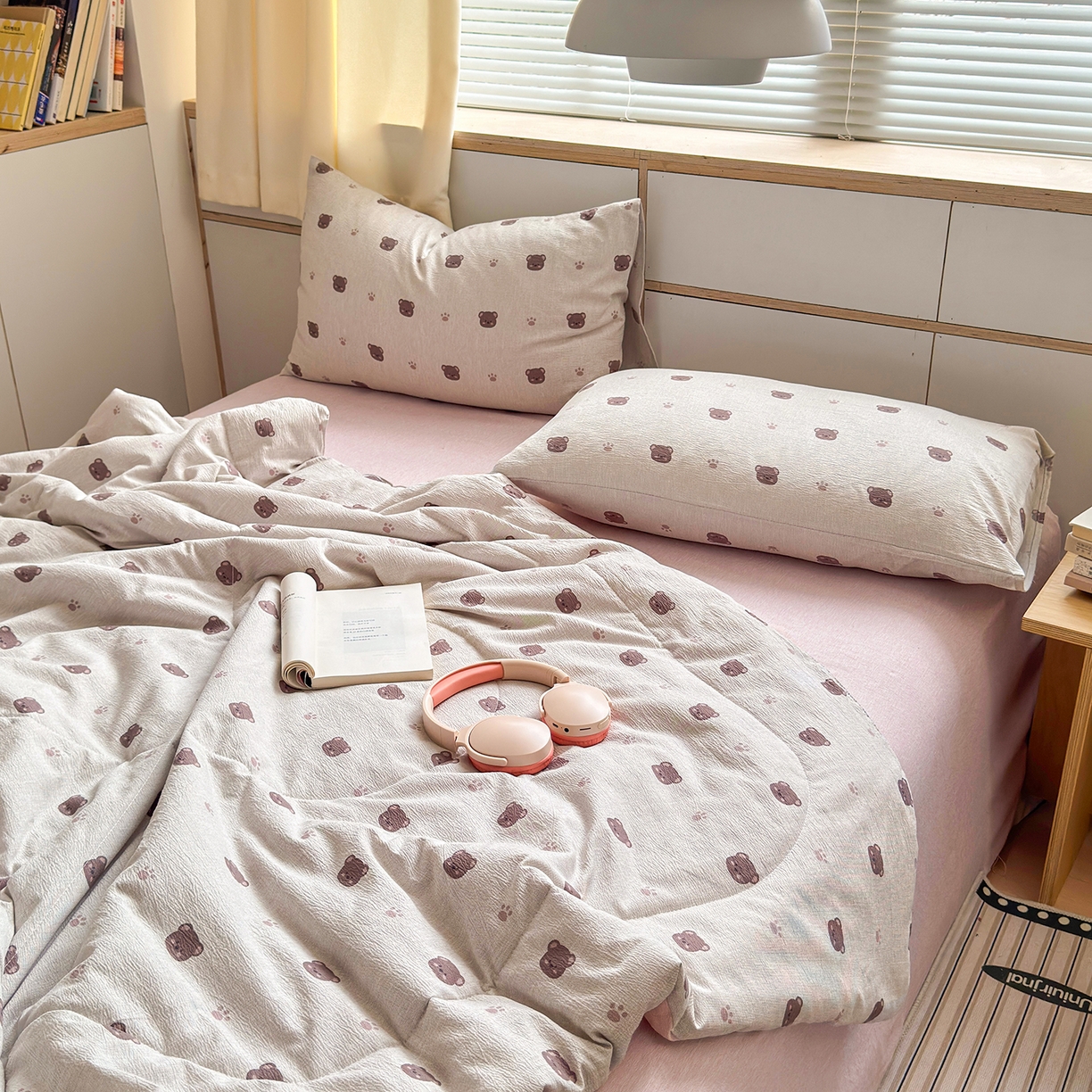 91家纺网 家纺一手货源 找家纺 老帅的工厂店 2026新款A类大豆色织提花夏被 熊印