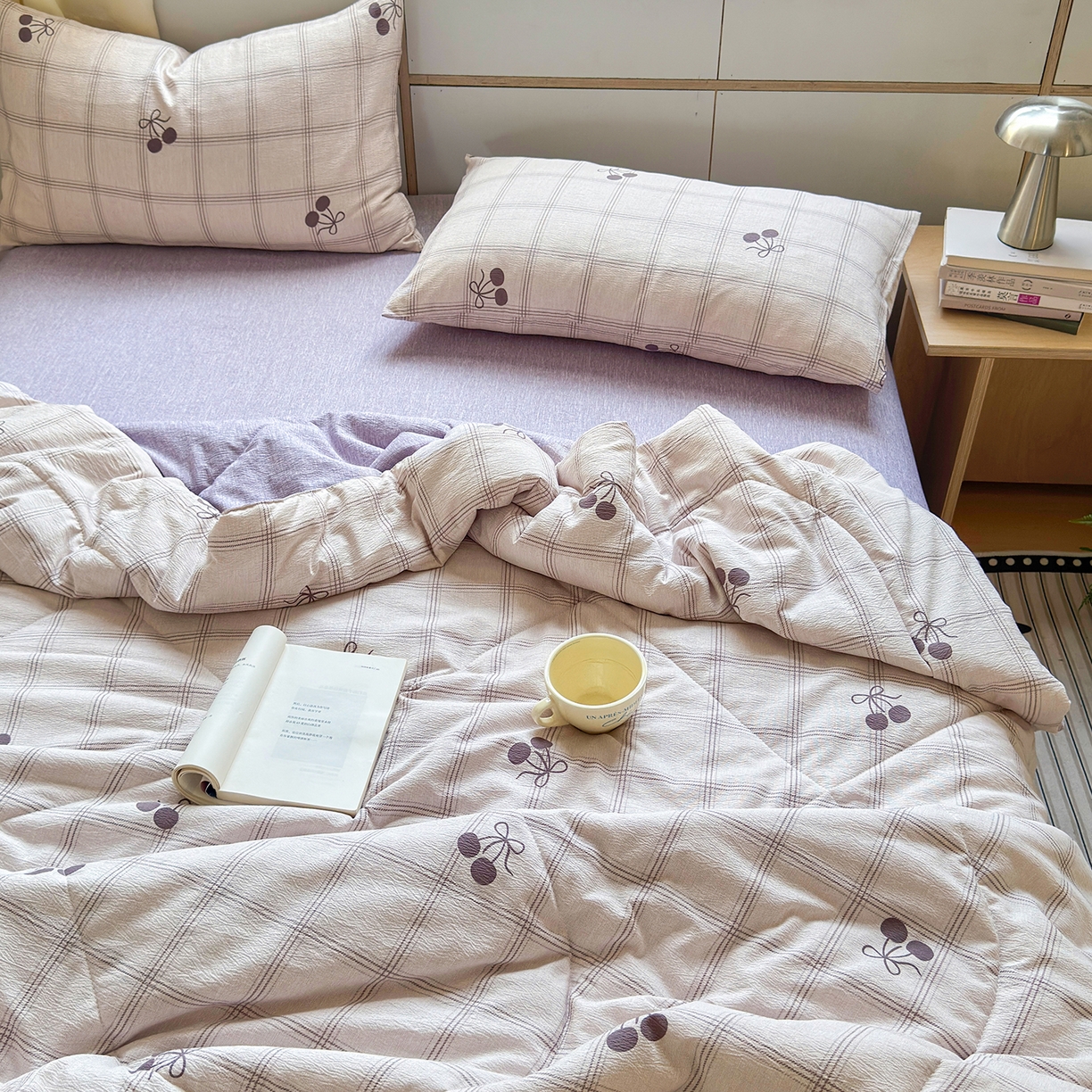 91家纺网 家纺一手货源 找家纺 老帅的工厂店 2026新款A类大豆色织提花夏被 雾格樱