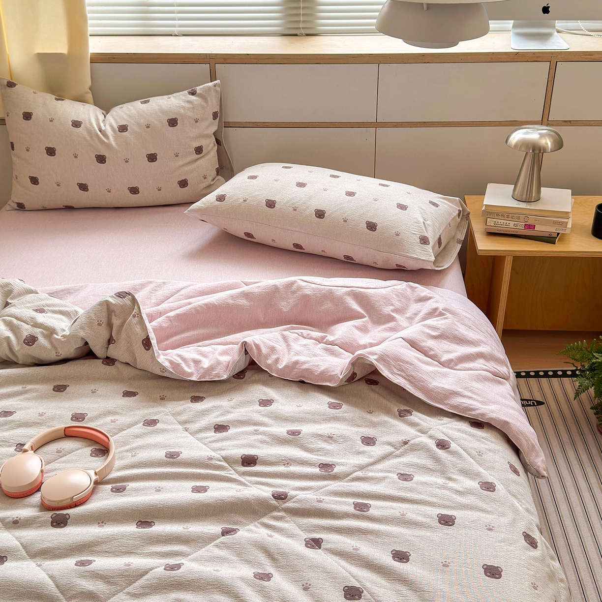 91家纺网 家纺一手货源 找家纺 老帅的工厂店 2026新款A类大豆色织提花夏被 熊印