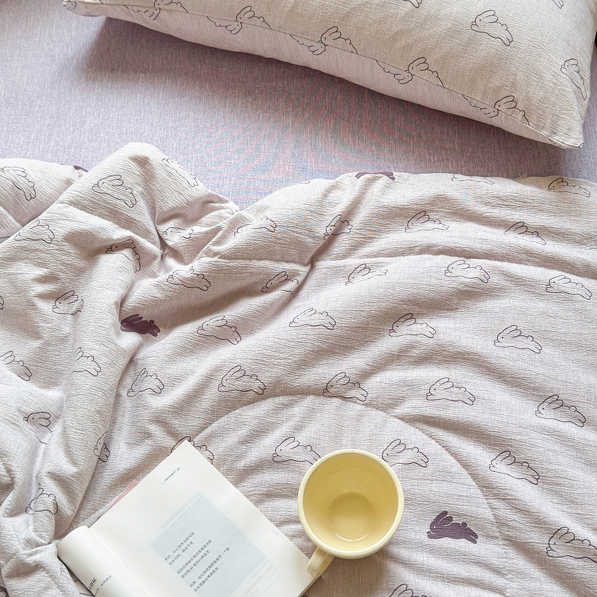 91家纺网 家纺一手货源 找家纺 老帅的工厂店 2026新款A类大豆色织提花夏被 软萌云兔