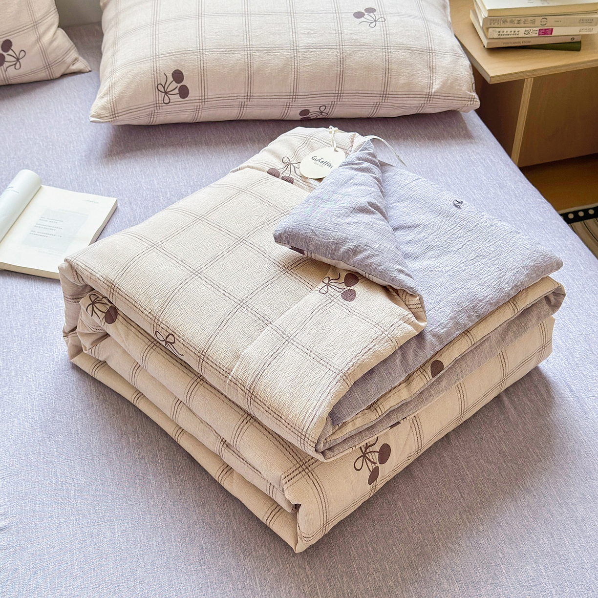 老帅的工厂店 2026新款A类大豆色织提花夏被 雾格樱