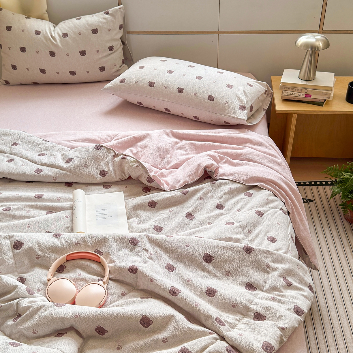 91家纺网 家纺一手货源 找家纺 老帅的工厂店 2026新款A类大豆色织提花夏被 熊印