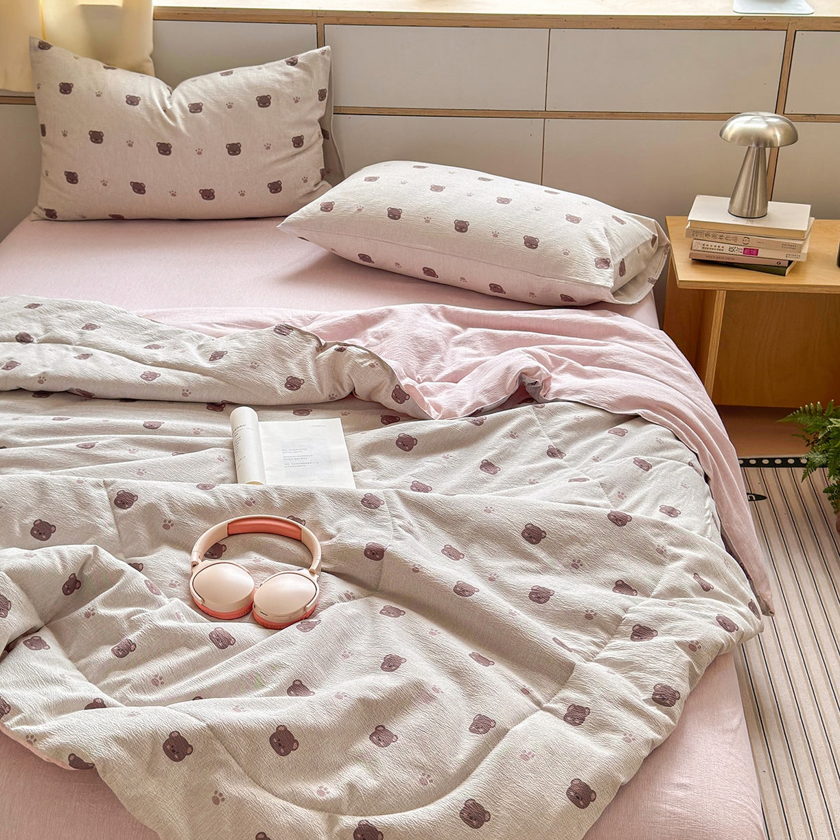 91家纺网 家纺一手货源 找家纺 老帅的工厂店 2026新款A类大豆色织提花夏被 熊印