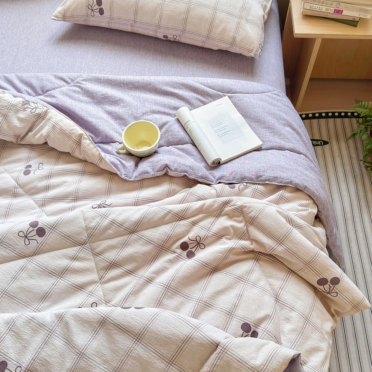 91家纺网 家纺一手货源 找家纺 老帅的工厂店 2026新款A类大豆色织提花夏被 雾格樱