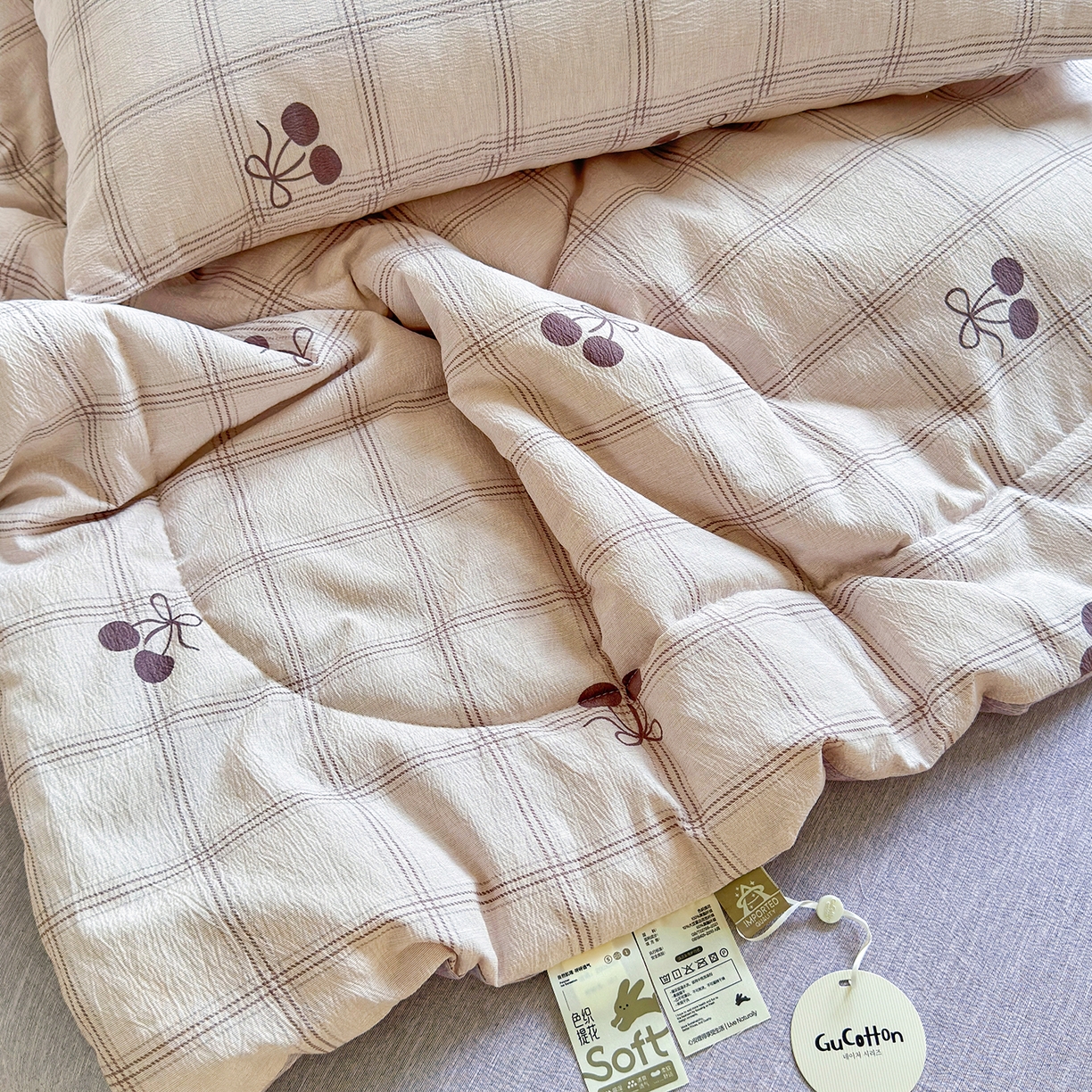 91家纺网 家纺一手货源 找家纺 老帅的工厂店 2026新款A类大豆色织提花夏被 雾格樱