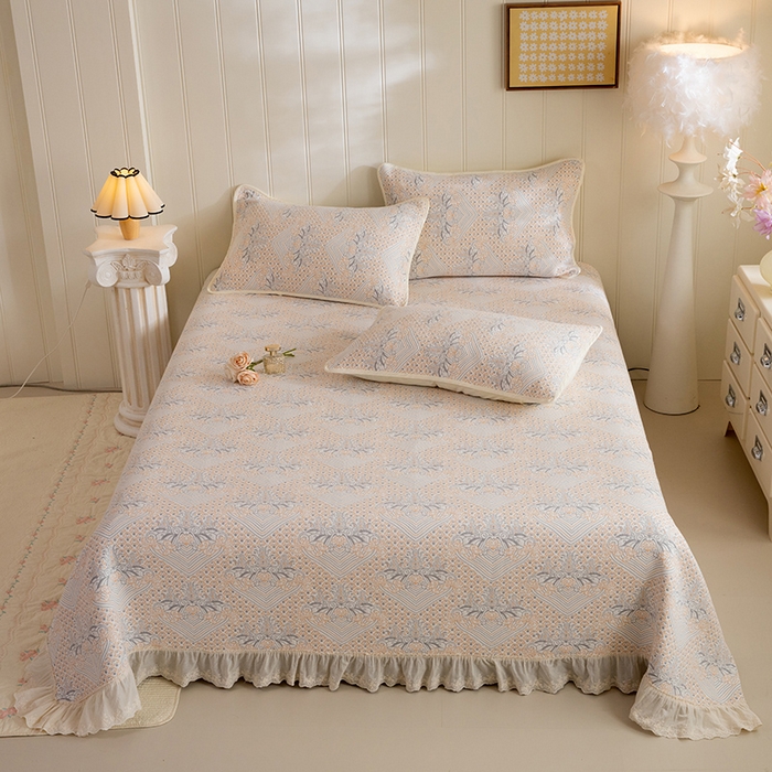 91家纺网 家纺一手货源 找家纺 （总）美达家纺 2026新款全棉色织六层纱高温砂洗花边床盖单品床盖床盖单件