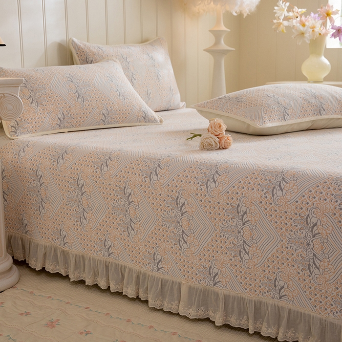 91家纺网 家纺一手货源 找家纺 （总）美达家纺 2026新款全棉色织六层纱高温砂洗花边床盖单品床盖床盖单件