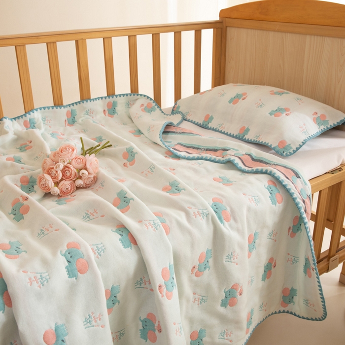 91家纺网 家纺一手货源 找家纺 （总）美达家纺 2026新款全棉色织六层纱儿童盖毯毯子夏被浴巾