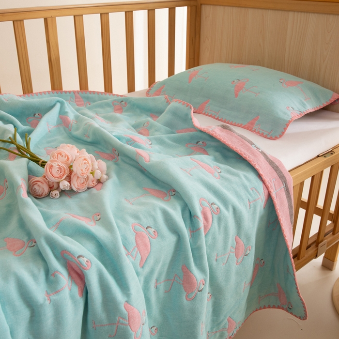 91家纺网 家纺一手货源 找家纺 （总）美达家纺 2026新款全棉色织六层纱儿童盖毯毯子夏被浴巾