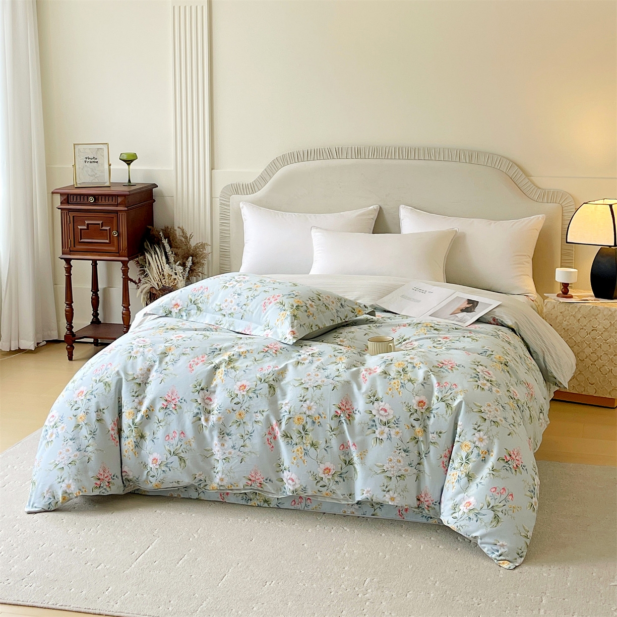 91家纺网 家纺一手货源 找家纺 宝齐莱家纺 2026新款全棉纯棉13372印花被套单被套被套单件 午后花园