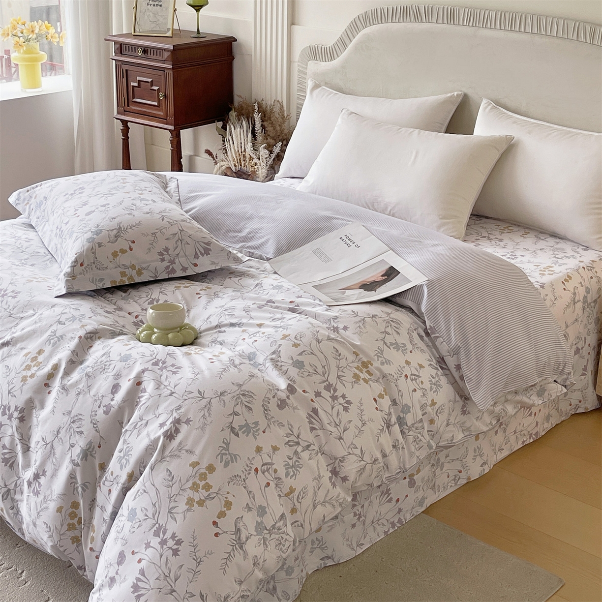 91家纺网 家纺一手货源 找家纺 宝齐莱家纺 2026新款全棉纯棉13372印花被套单被套被套单件 花解语