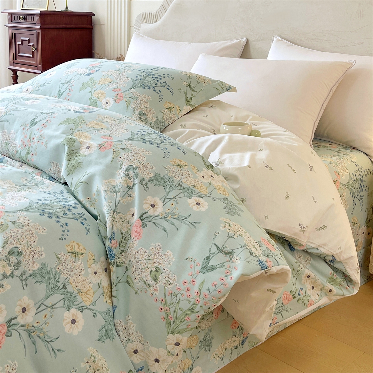 91家纺网 家纺一手货源 找家纺 宝齐莱家纺 2026新款全棉纯棉13372印花被套单被套被套单件 浅茉