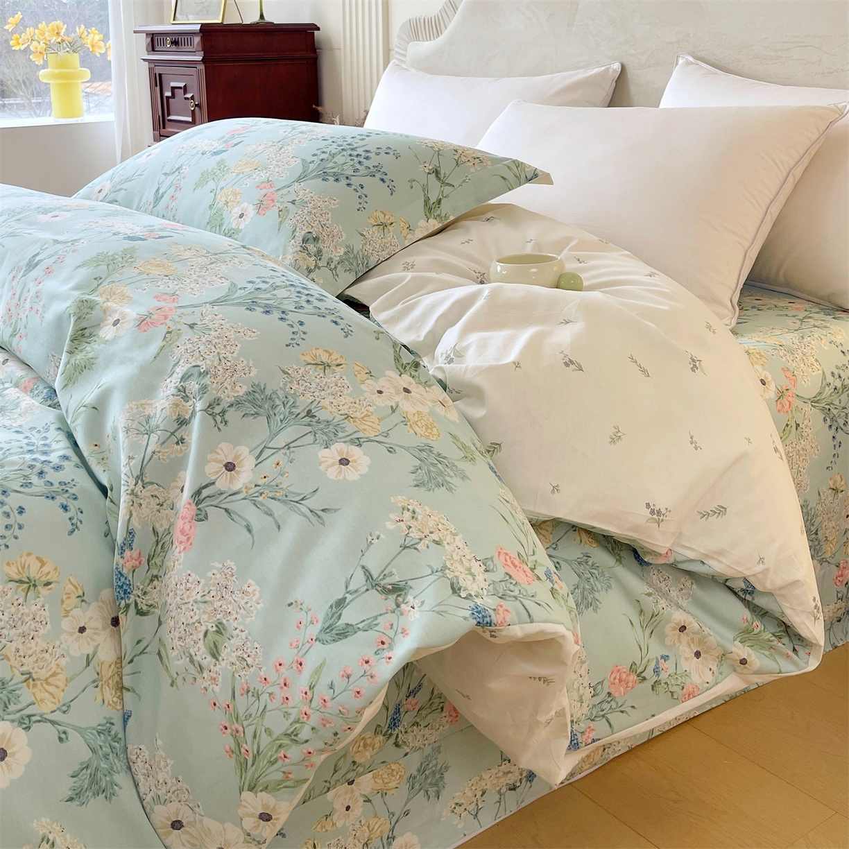 91家纺网 家纺一手货源 找家纺 宝齐莱家纺 2026新款全棉纯棉13372印花被套单被套被套单件 浅茉