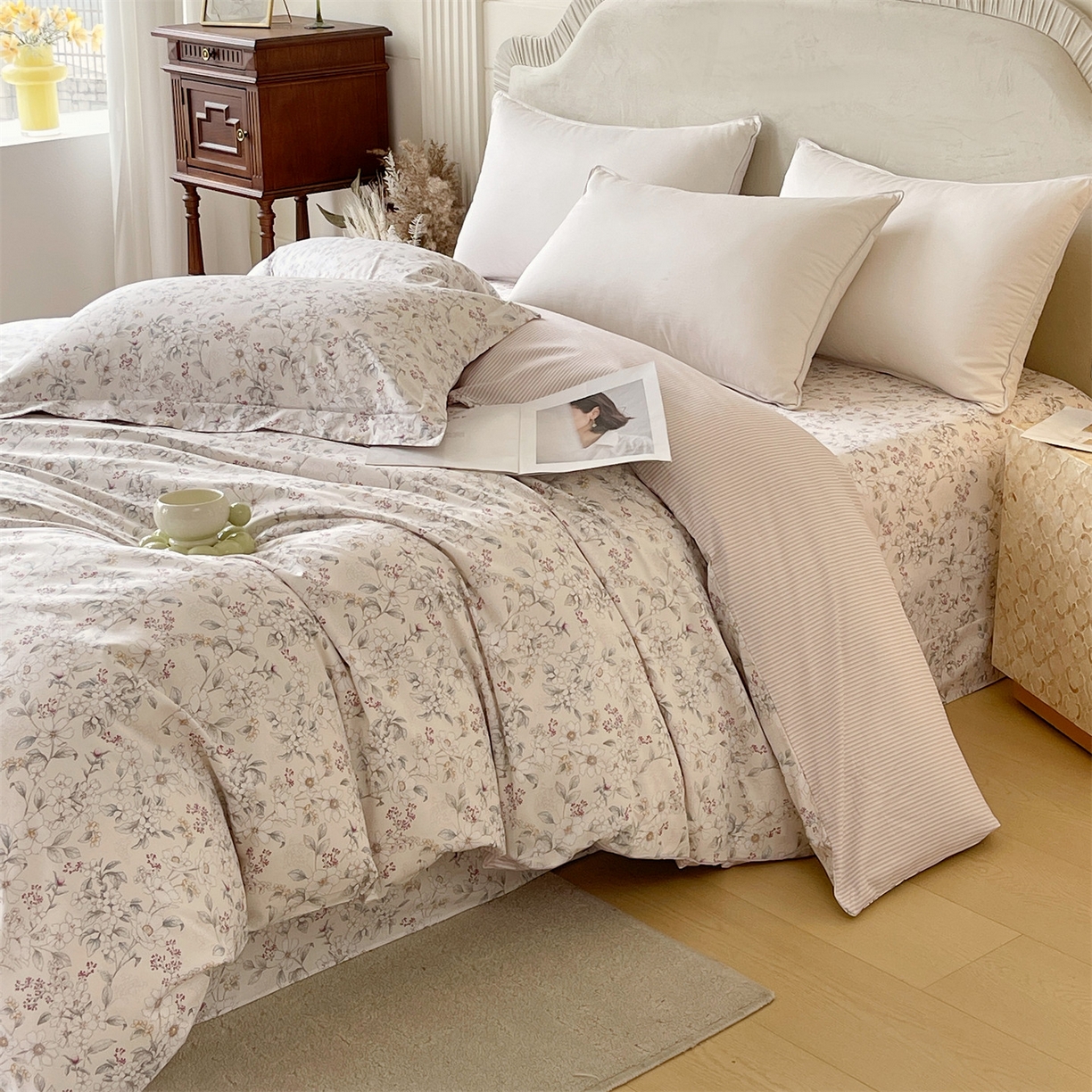 91家纺网 家纺一手货源 找家纺 宝齐莱家纺 2026新款全棉纯棉13372印花被套单被套被套单件 烟花间