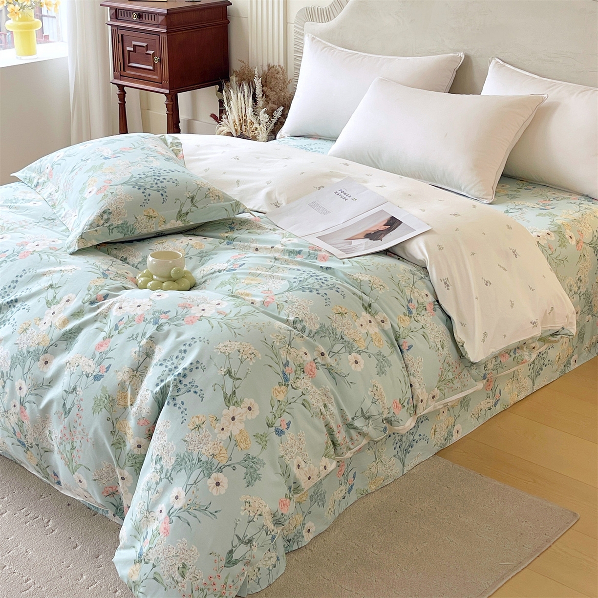 91家纺网 家纺一手货源 找家纺 宝齐莱家纺 2026新款全棉纯棉13372印花被套单被套被套单件 浅茉