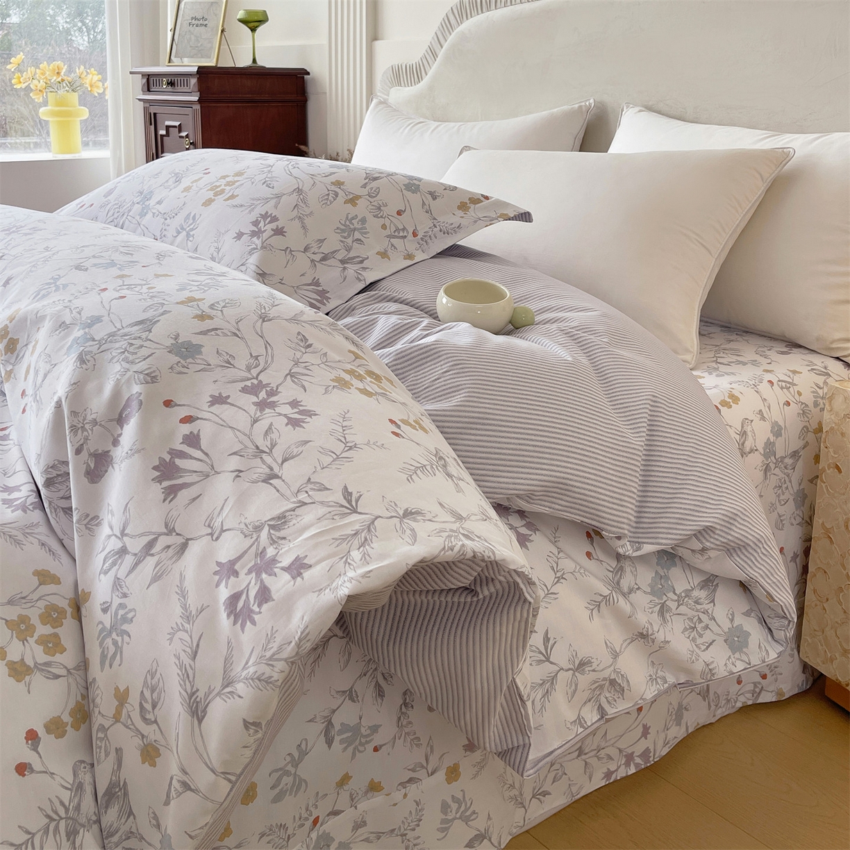 91家纺网 家纺一手货源 找家纺 宝齐莱家纺 2026新款全棉纯棉13372印花被套单被套被套单件 花解语