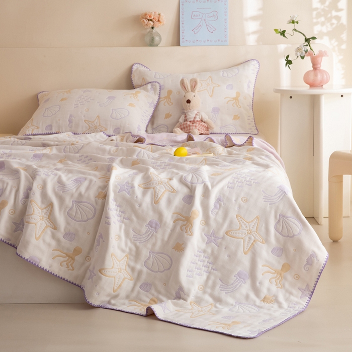 91家纺网 家纺一手货源 找家纺 （总）美达家纺 2026新款全棉六层纱高温砂洗夏被盖毯夏凉被空调被