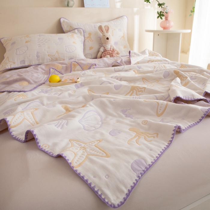 91家纺网 家纺一手货源 找家纺 （总）美达家纺 2026新款全棉六层纱高温砂洗夏被盖毯夏凉被空调被