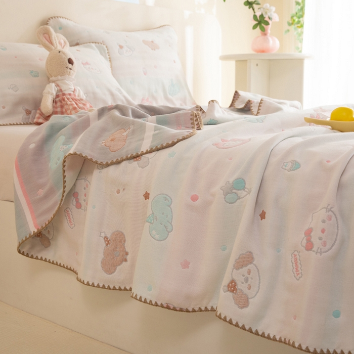 91家纺网 家纺一手货源 找家纺 （总）美达家纺 2026新款全棉六层纱高温砂洗夏被盖毯夏凉被空调被