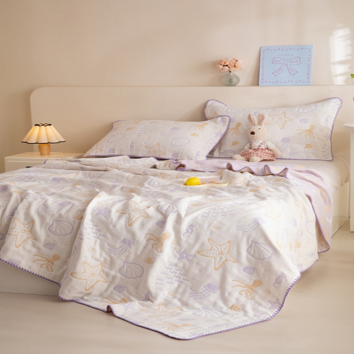 91家纺网 家纺一手货源 找家纺 （总）美达家纺 2026新款全棉六层纱高温砂洗夏被盖毯夏凉被空调被