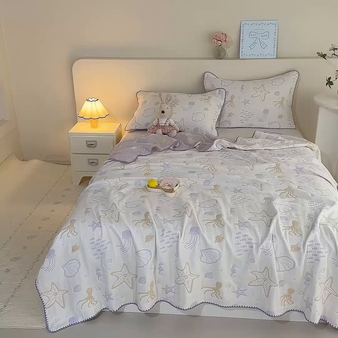 91家纺网 家纺一手货源 找家纺 （总）美达家纺 2026新款全棉六层纱高温砂洗夏被盖毯夏凉被空调被