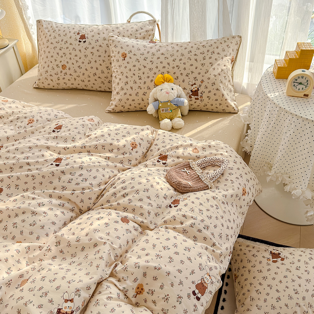 91家纺网 家纺一手货源 找家纺 铺尚美家纺 2026新款12868新疆全棉纯棉单品床单系列（提供质检报告） 花园兔