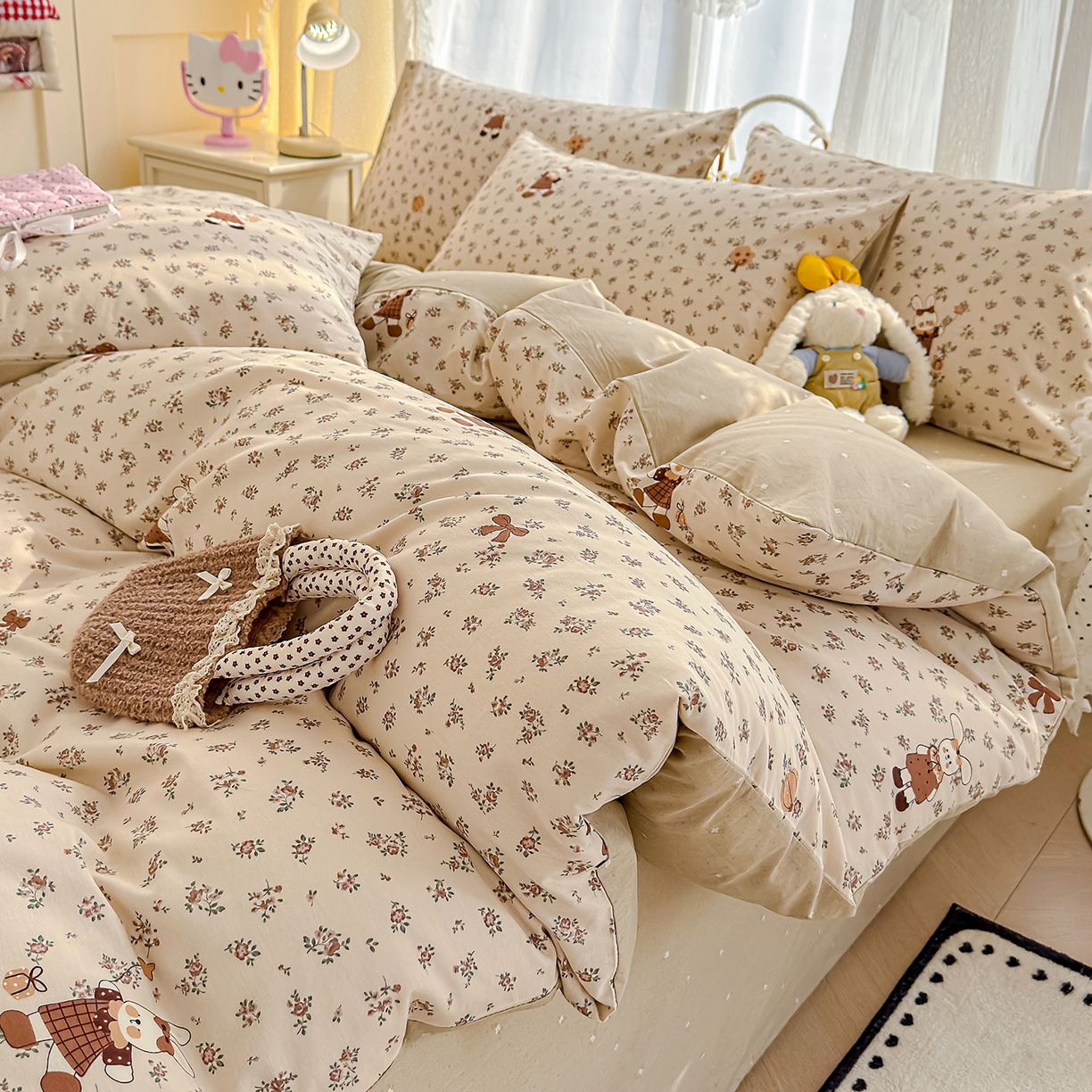 91家纺网 家纺一手货源 找家纺 铺尚美家纺 2026新款12868新疆全棉纯棉单品床单系列（提供质检报告） 花园兔