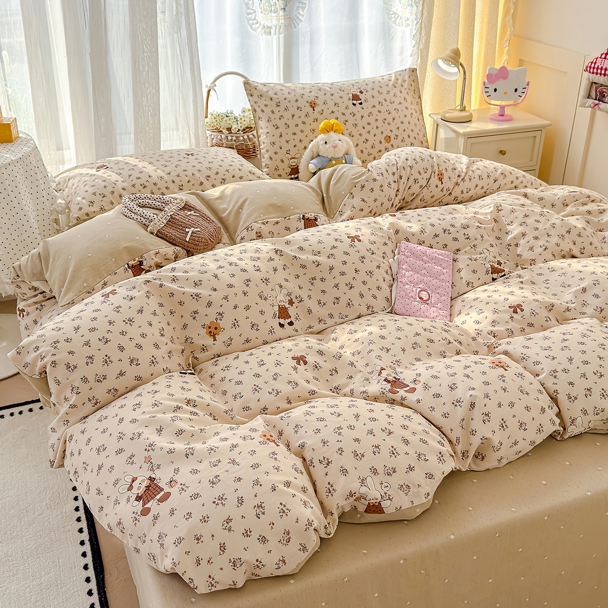 91家纺网 家纺一手货源 找家纺 铺尚美家纺 2026新款12868新疆全棉纯棉单品床单系列（提供质检报告） 花园兔