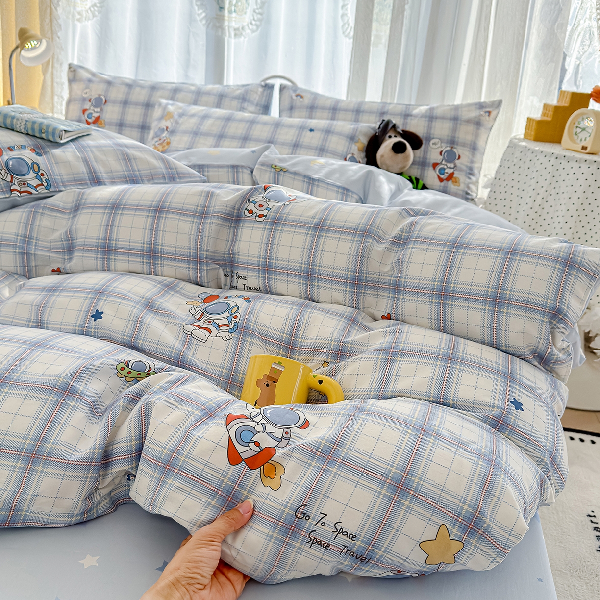 91家纺网 家纺一手货源 找家纺 铺尚美家纺 2026新款12868新疆全棉纯棉单品床单系列（提供质检报告） 快乐星球