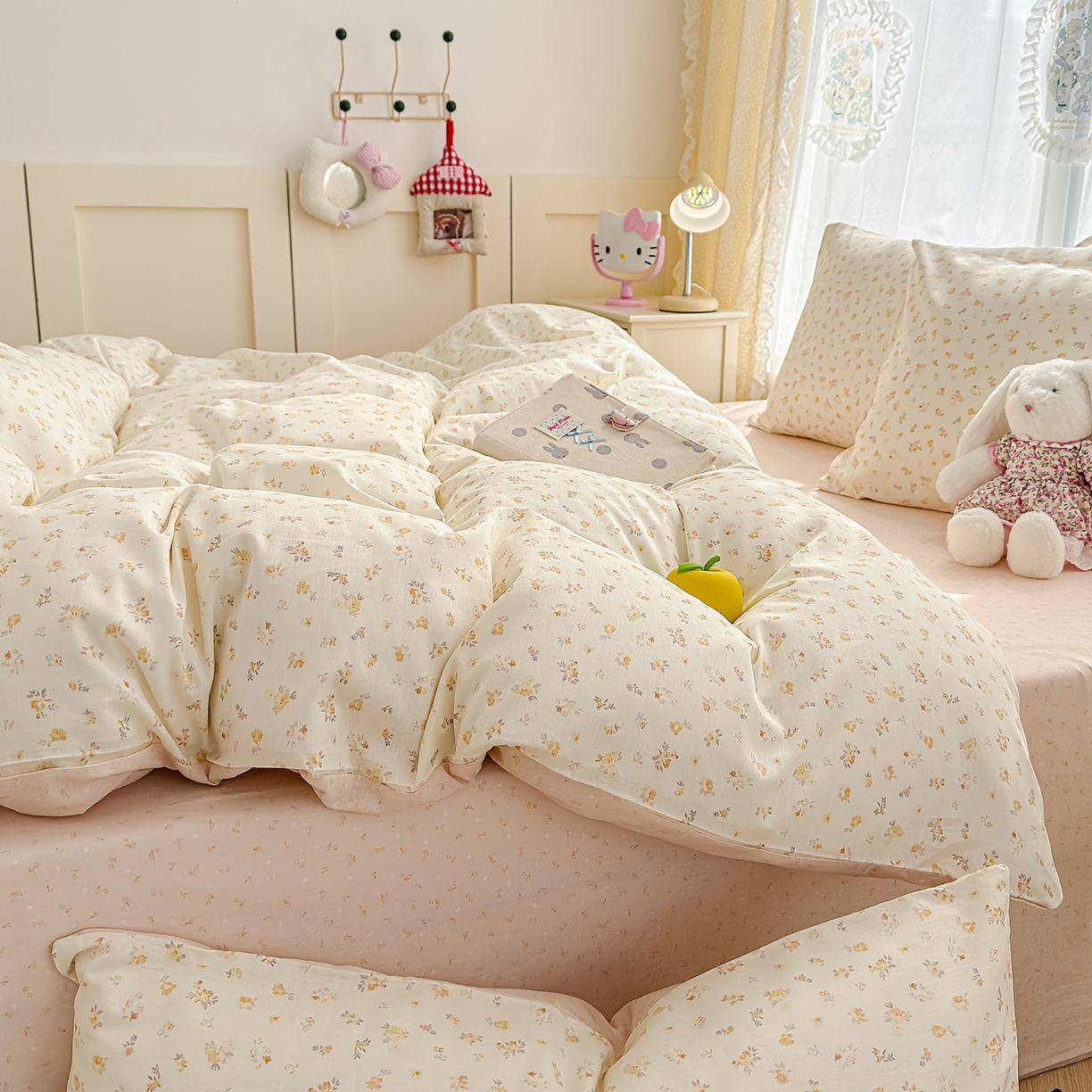 91家纺网 家纺一手货源 找家纺 铺尚美家纺 2026新款12868新疆全棉纯棉单品床单系列（提供质检报告） 奶油花篱