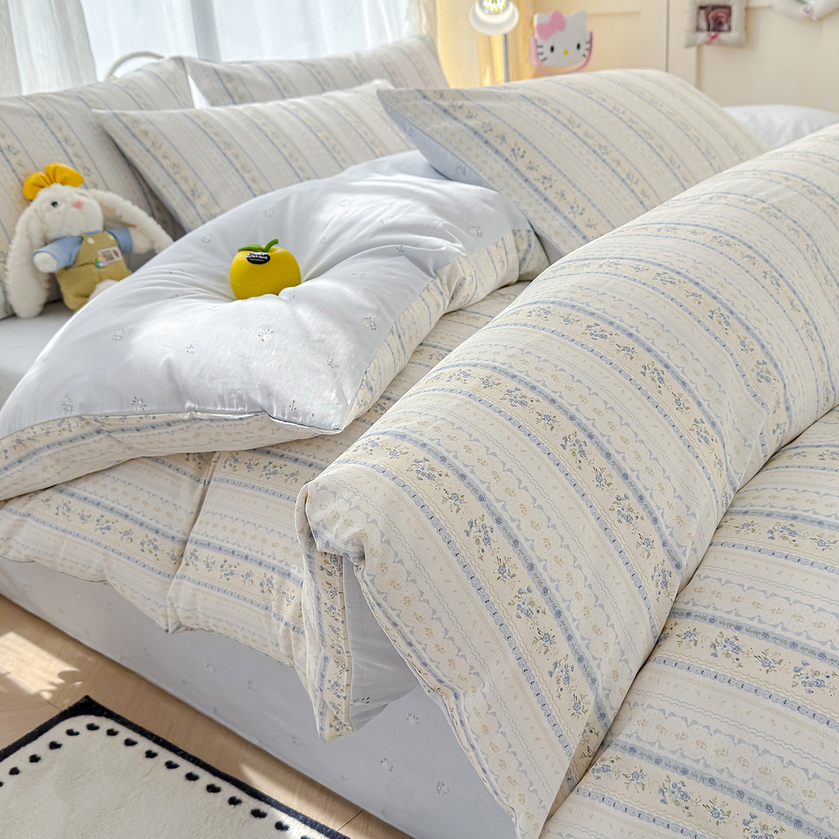 91家纺网 家纺一手货源 找家纺 铺尚美家纺 2026新款12868新疆全棉纯棉单品床单系列（提供质检报告） 浅纹蓝