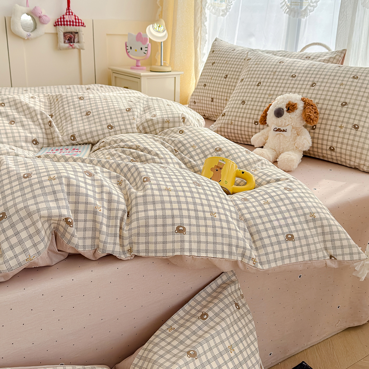 91家纺网 家纺一手货源 找家纺 铺尚美家纺 2026新款12868新疆全棉纯棉单品床单系列（提供质检报告） 温莎小熊