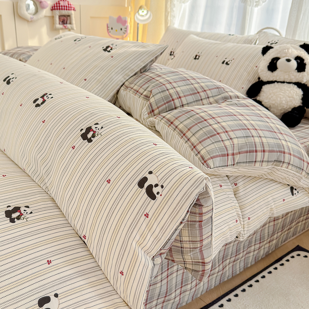 91家纺网 家纺一手货源 找家纺 铺尚美家纺 2026新款12868新疆全棉纯棉单品床单系列（提供质检报告） 熊猫啵啵