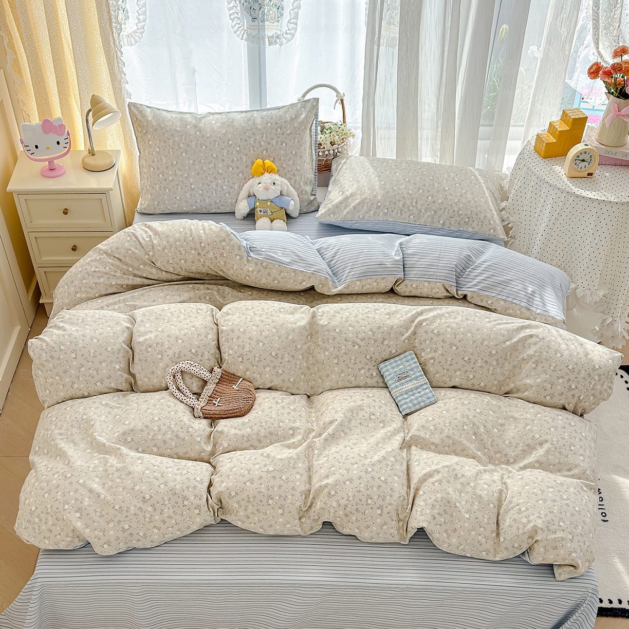 91家纺网 家纺一手货源 找家纺 铺尚美家纺 2026新款12868新疆全棉纯棉单品床单系列（提供质检报告） 摇铃兰