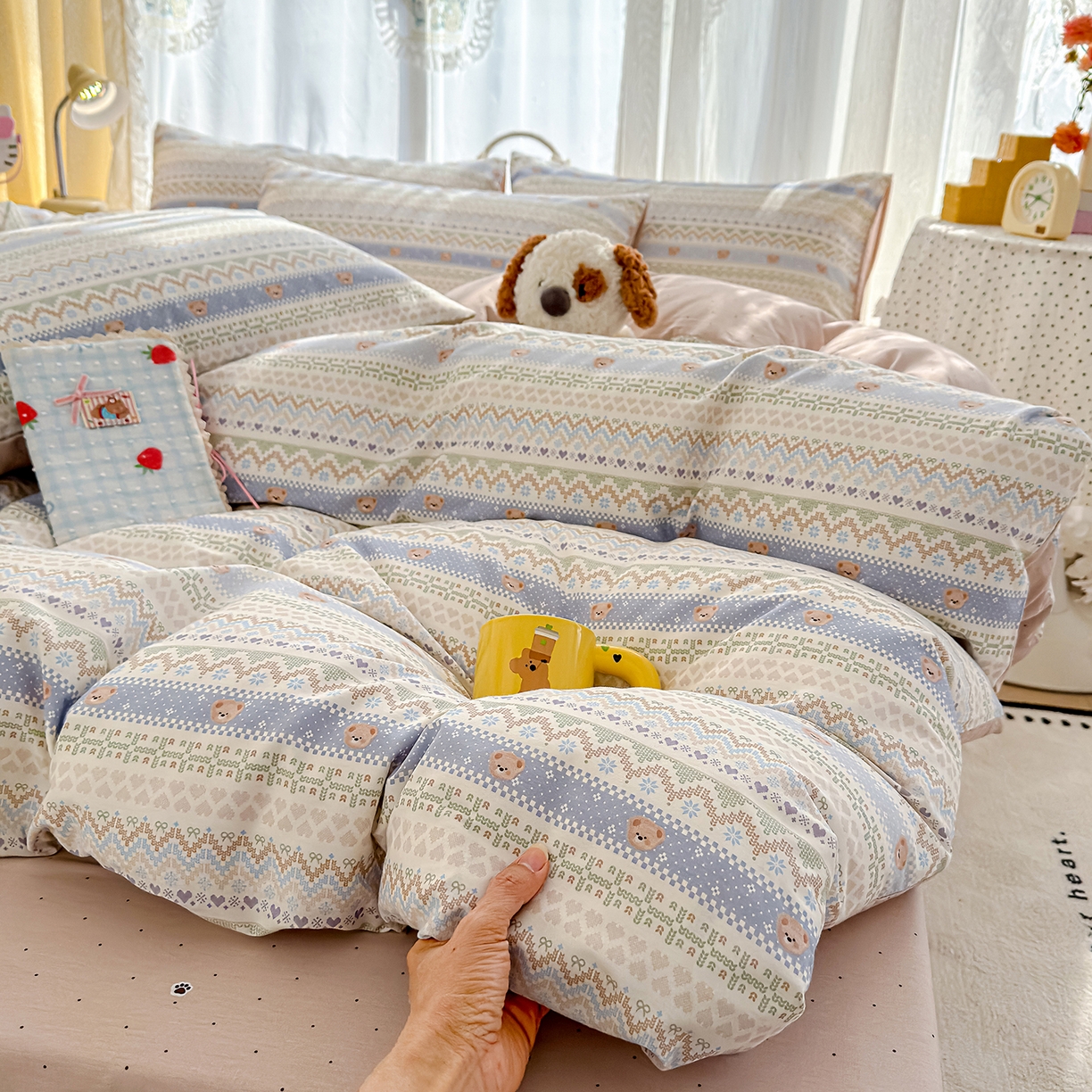 91家纺网 家纺一手货源 找家纺 铺尚美家纺 2026新款12868新疆全棉纯棉单品床单系列（提供质检报告） 云织熊熊