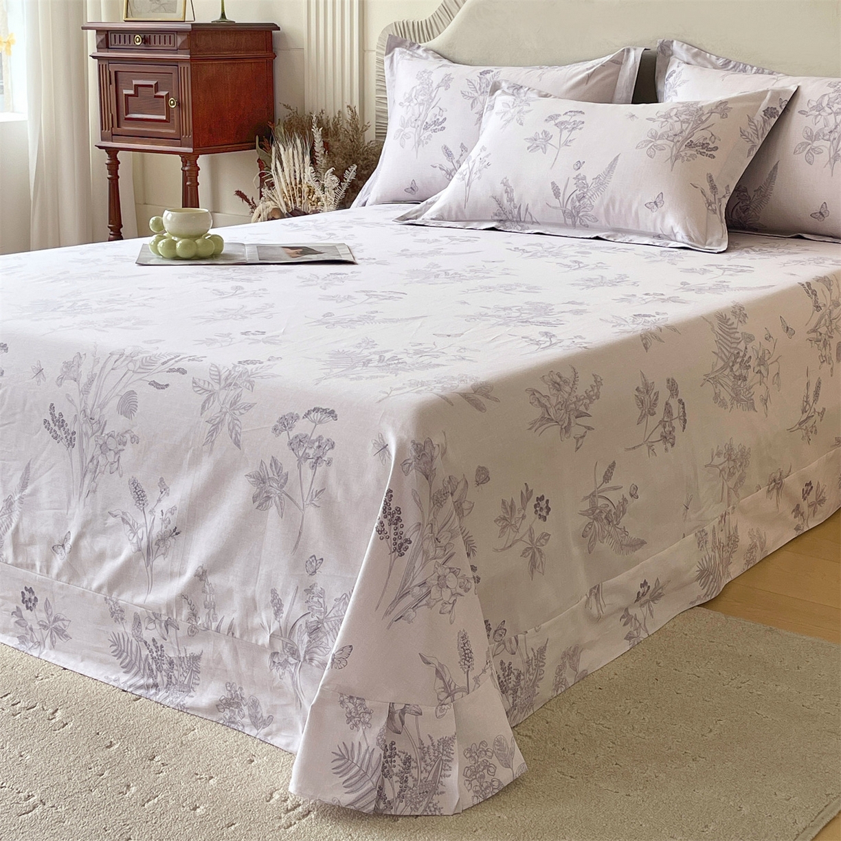 91家纺网 家纺一手货源 找家纺 宝齐莱家纺 2026新款全棉纯棉13372印花单床单床单单件 清雅