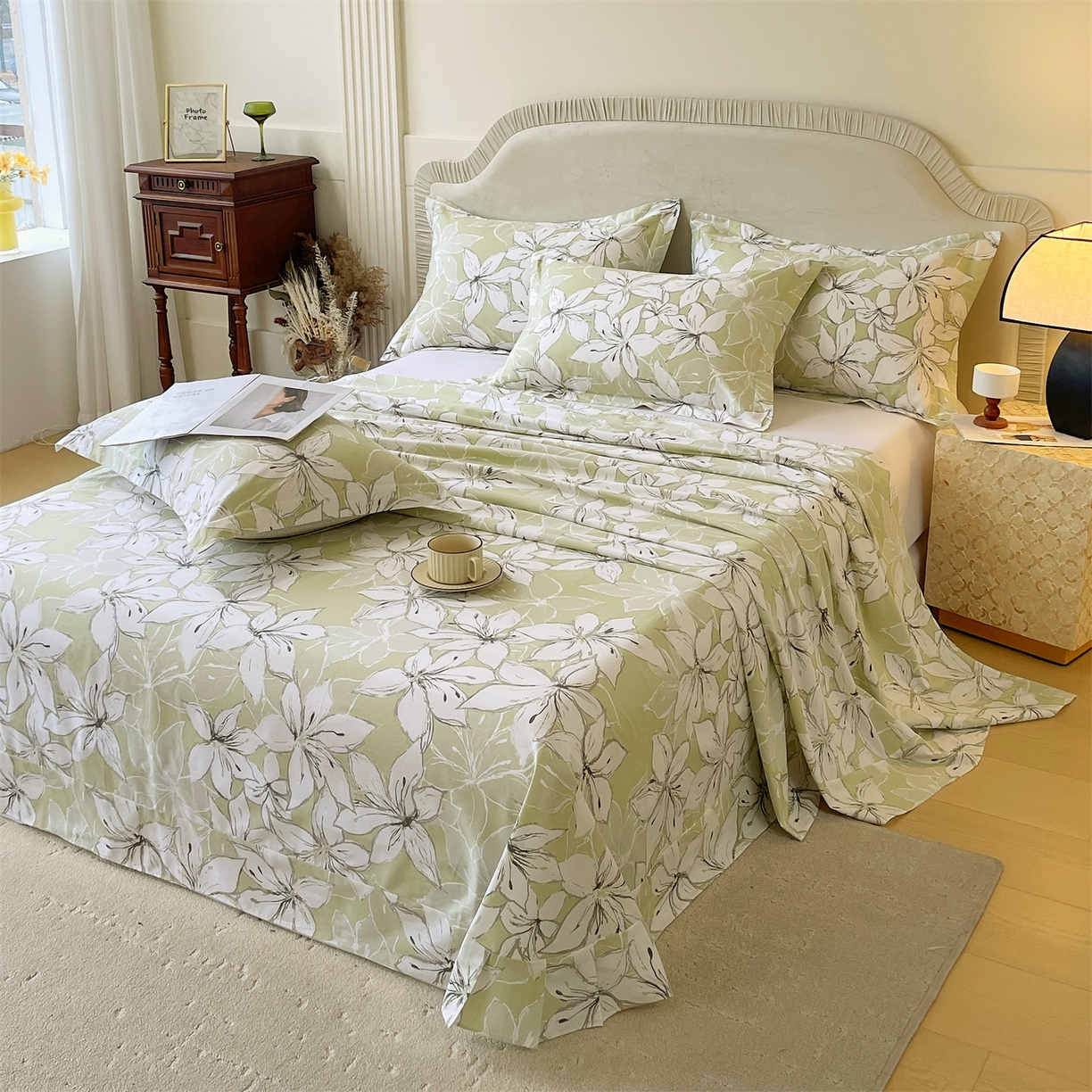 91家纺网 家纺一手货源 找家纺 宝齐莱家纺 2026新款全棉纯棉13372印花单床单床单单件 云间月