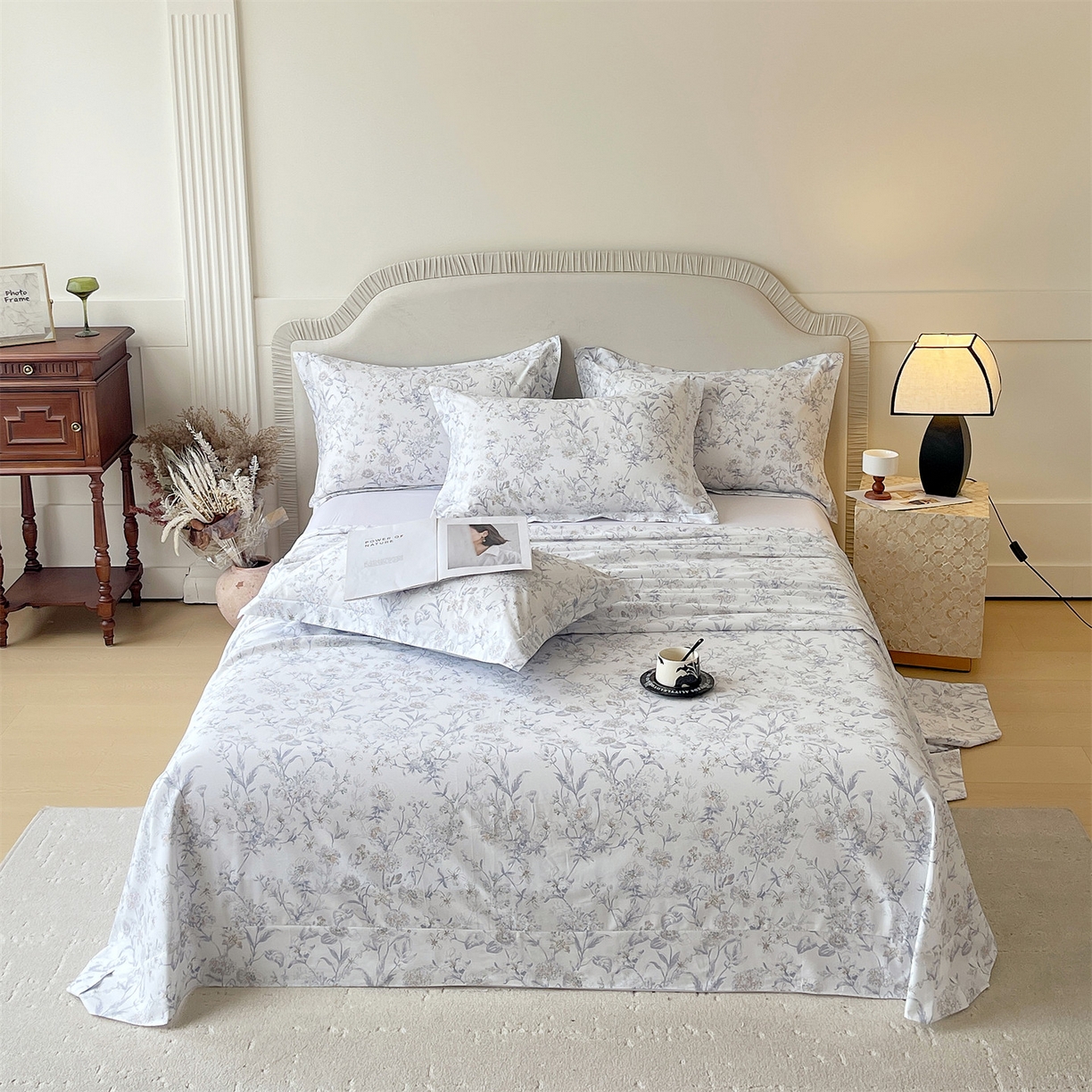 91家纺网 家纺一手货源 找家纺 宝齐莱家纺 2026新款全棉纯棉13372印花单床单床单单件 浮光花影