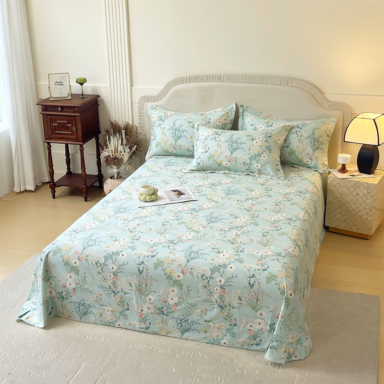 91家纺网 家纺一手货源 找家纺 宝齐莱家纺 2026新款全棉纯棉13372印花单床单床单单件 浅茉