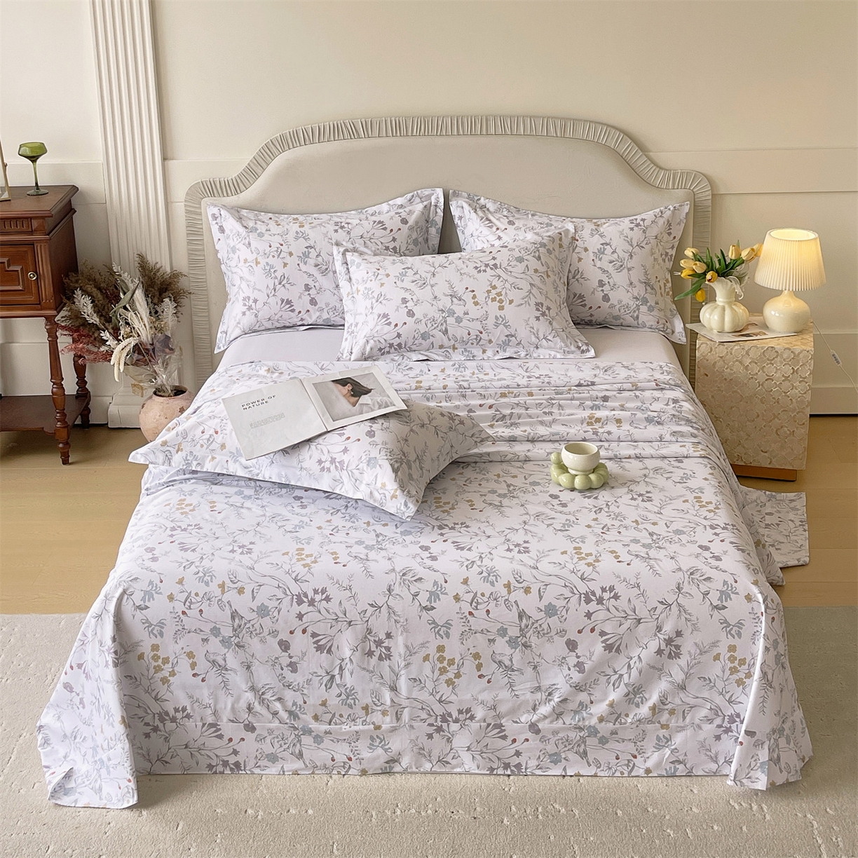 91家纺网 家纺一手货源 找家纺 宝齐莱家纺 2026新款全棉纯棉13372印花单床单床单单件 花解语