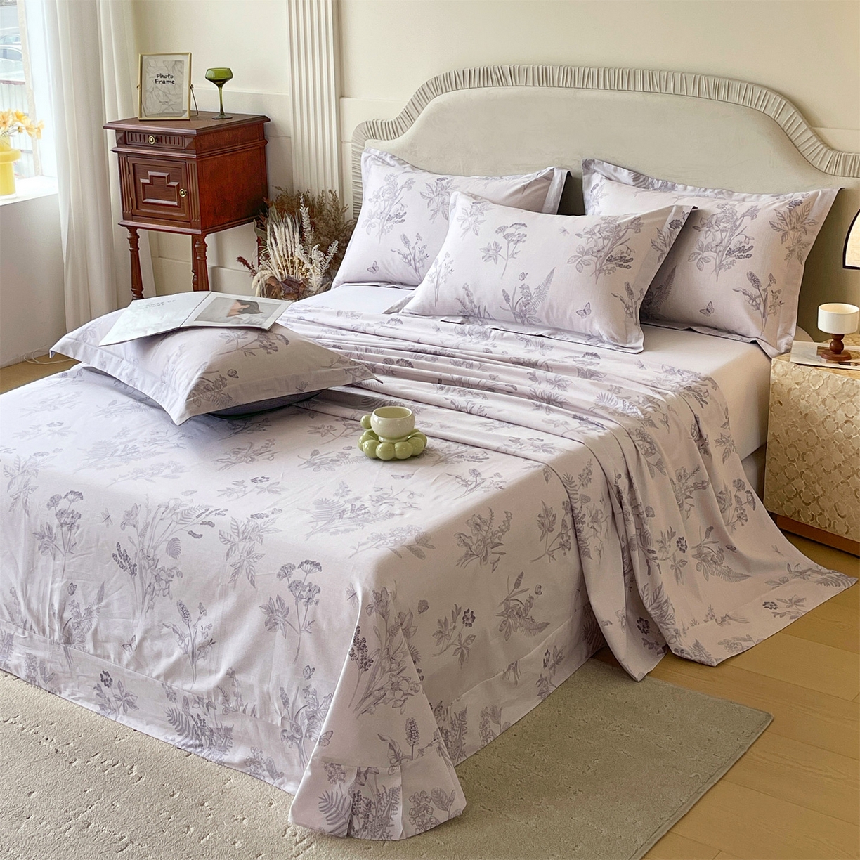 91家纺网 家纺一手货源 找家纺 宝齐莱家纺 2026新款全棉纯棉13372印花单床单床单单件 清雅