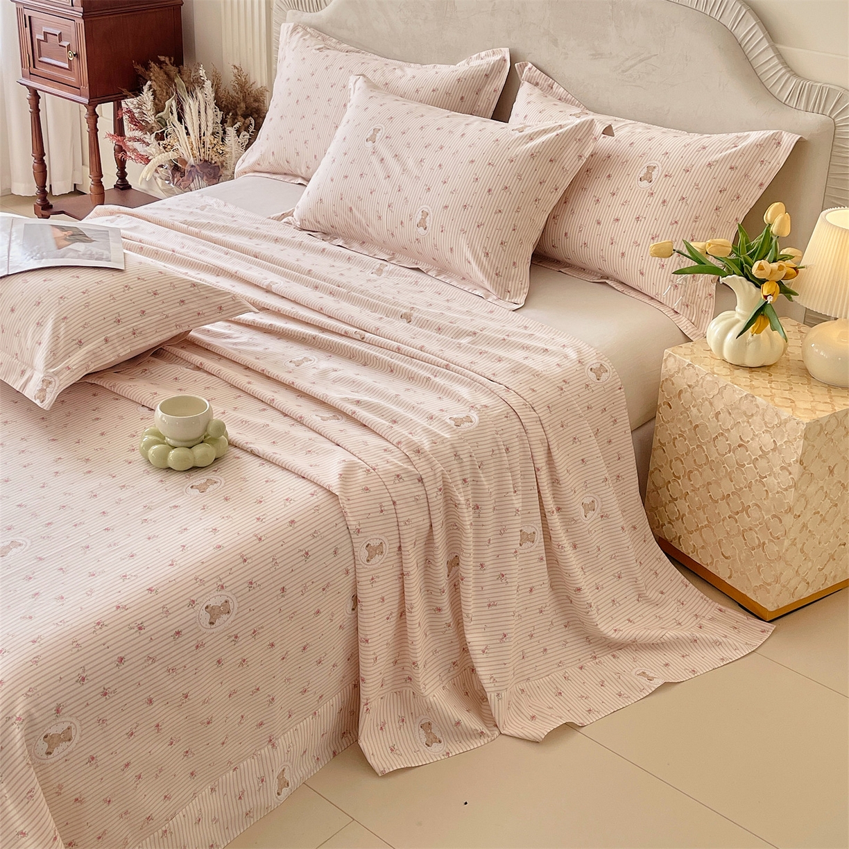 91家纺网 家纺一手货源 找家纺 宝齐莱家纺 2026新款全棉纯棉13372印花单床单床单单件 小确幸