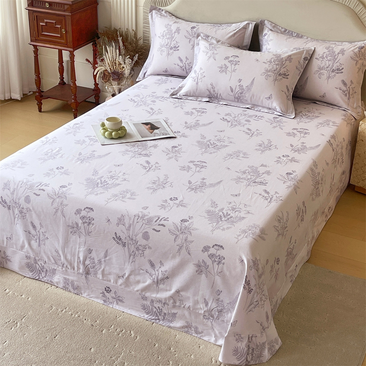 91家纺网 家纺一手货源 找家纺 宝齐莱家纺 2026新款全棉纯棉13372印花单床单床单单件 清雅