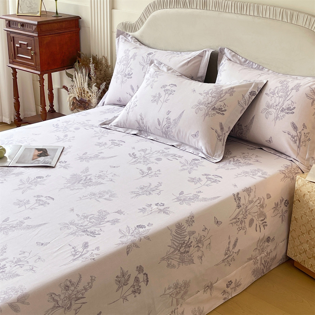 91家纺网 家纺一手货源 找家纺 宝齐莱家纺 2026新款全棉纯棉13372印花单床单床单单件 清雅