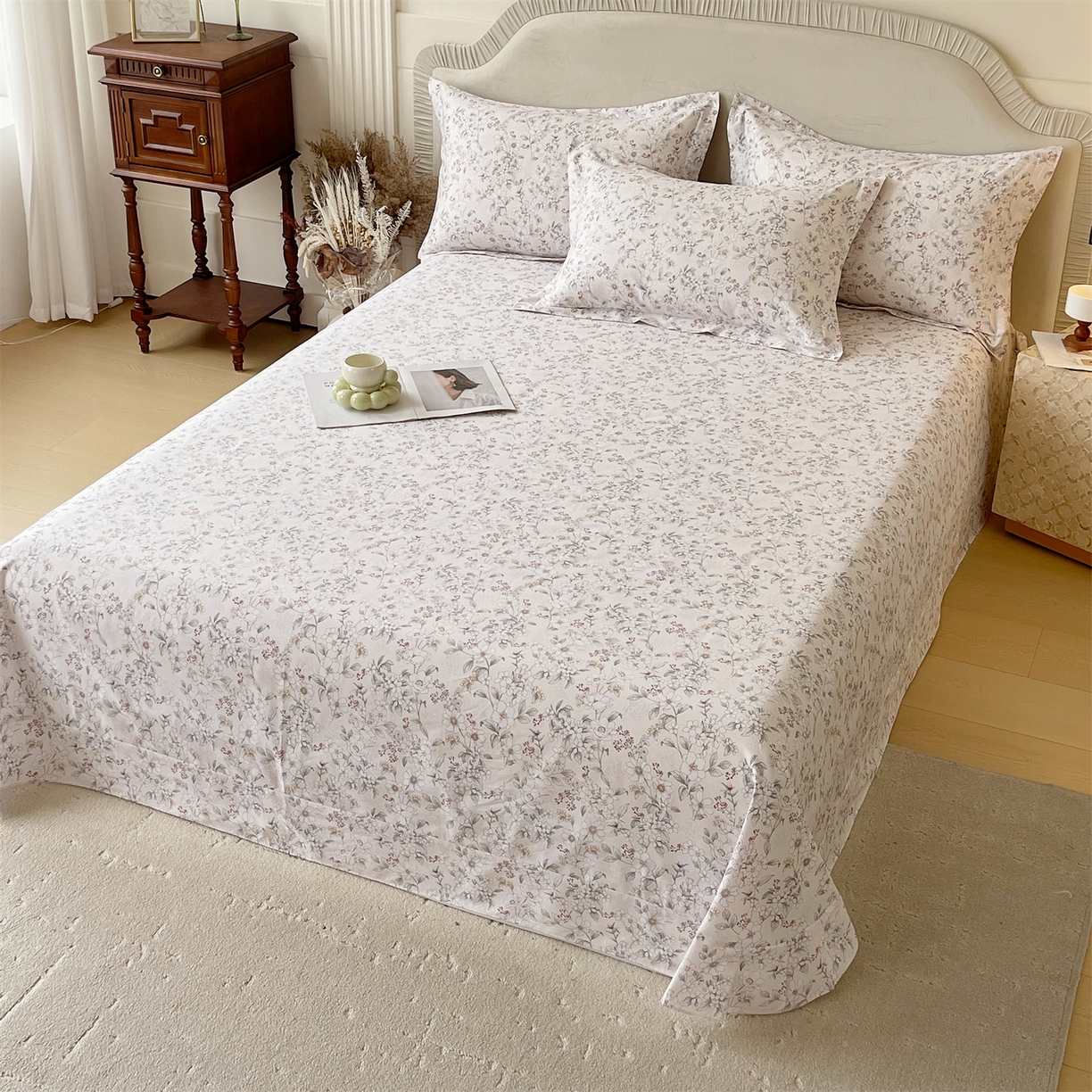 91家纺网 家纺一手货源 找家纺 宝齐莱家纺 2026新款全棉纯棉13372印花单床单床单单件 烟花间