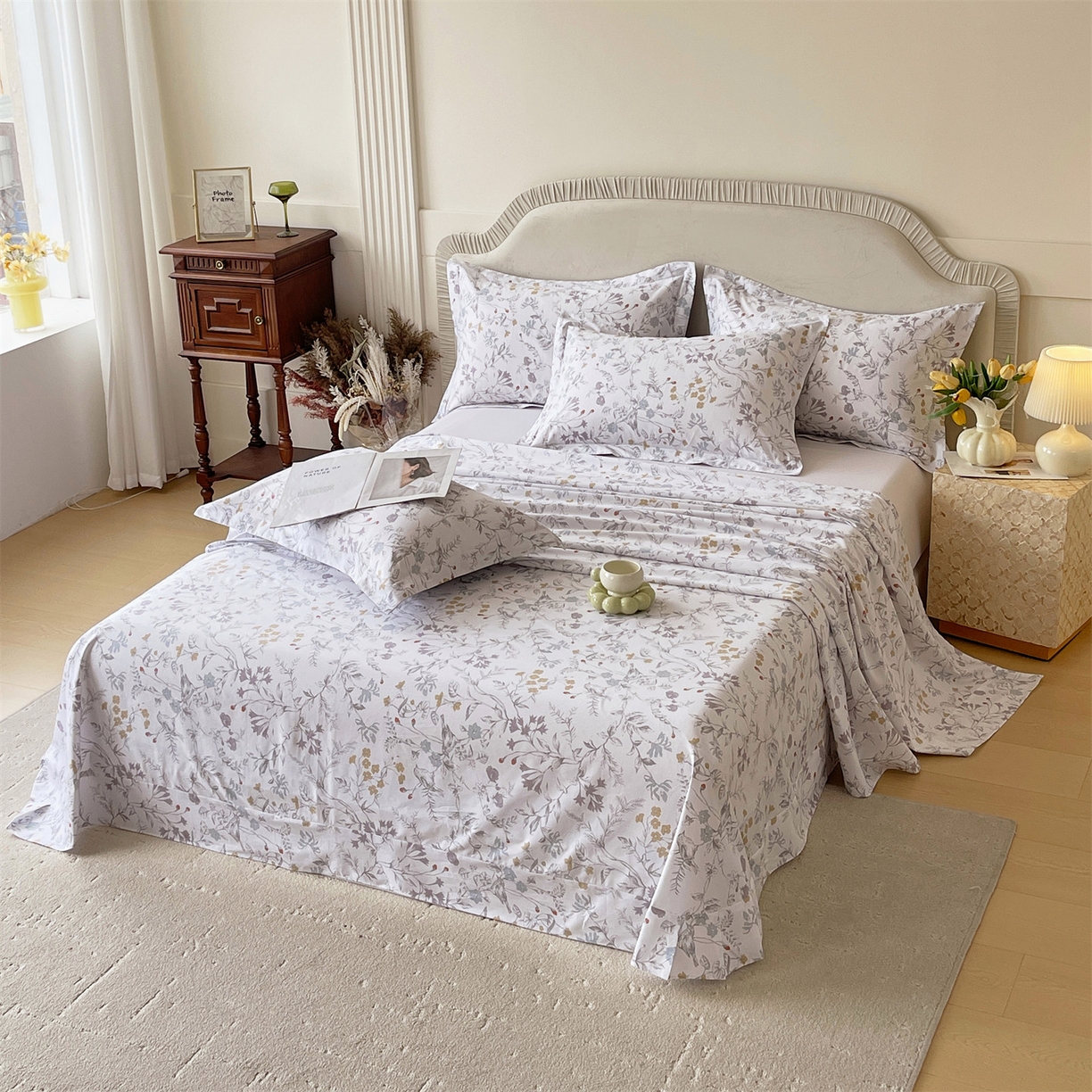 91家纺网 家纺一手货源 找家纺 宝齐莱家纺 2026新款全棉纯棉13372印花单床单床单单件 花解语