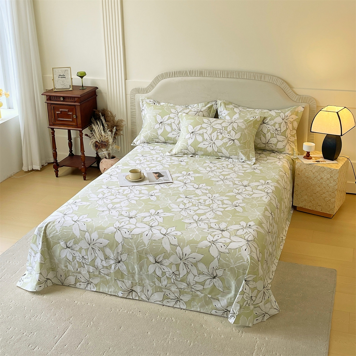 91家纺网 家纺一手货源 找家纺 宝齐莱家纺 2026新款全棉纯棉13372印花单床单床单单件 云间月