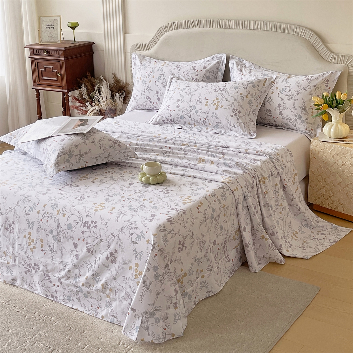 91家纺网 家纺一手货源 找家纺 宝齐莱家纺 2026新款全棉纯棉13372印花单床单床单单件 花解语